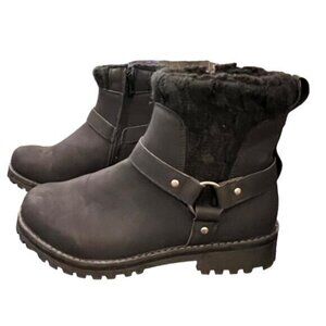 Apres By Lamo Womens Combat Boots Moto Black Zip Up Size 8 NWOT Cable Knit Lined